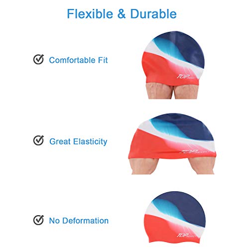 2-Pack Silicone Swim Caps for Kids - Pink & Blue Green