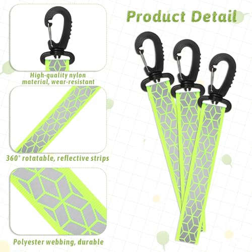 6 PCS Green Reflective Backpack Straps - Safety Night Reflectors