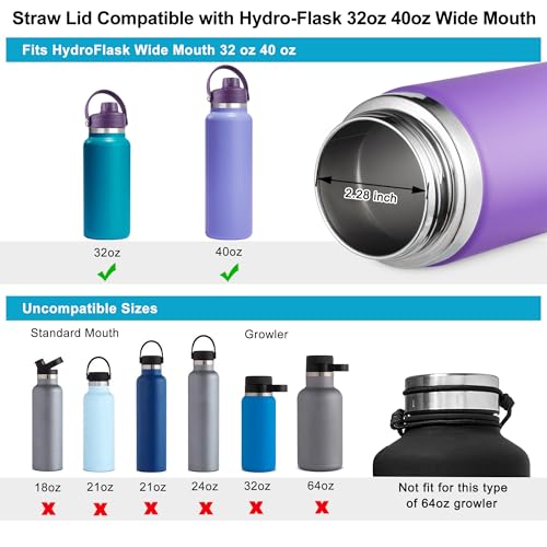 Eggplant Hydro Flask Wide Mouth Replacement Lid with Handle - 32 & 40 oz