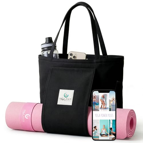 Pink Yoga Mat with Tote Bag - 72 x 24 Inch, Non-Slip, 1/4 Inch Thick