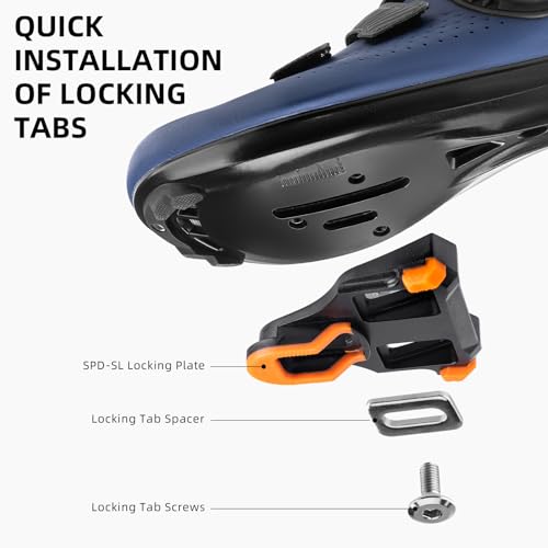 ROCKBROS SPD-SL Clipless Road Bike Pedals Nylon Black, 93mm x 60mm, L/R + 6 Spacers