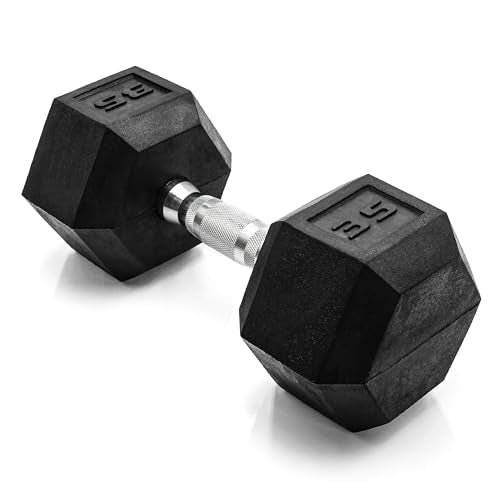 35 lb Coated Hex Dumbbell - Durable Rubber Coated Weight for Strength Training