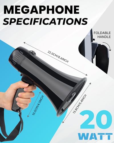 Rechargeable Megaphone Speaker with Siren & Recording - 300ft Range