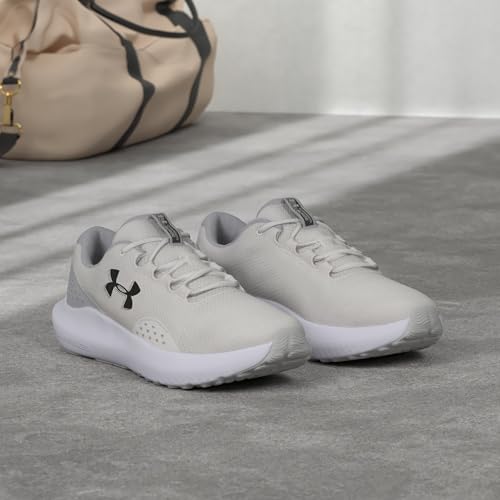 Under Armour Men's Charged Surge 4 Sneakers - White/Halo Gray/Black, Size 9.5