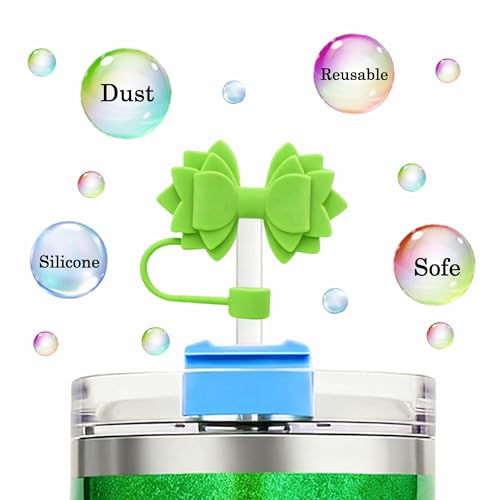 6Pcs Silicone Bow Straw Toppers for 10mm Straws - Off-White