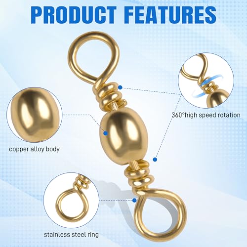 Fishing Barrel Swivels - 60pcs Golden Stainless Steel Connectors