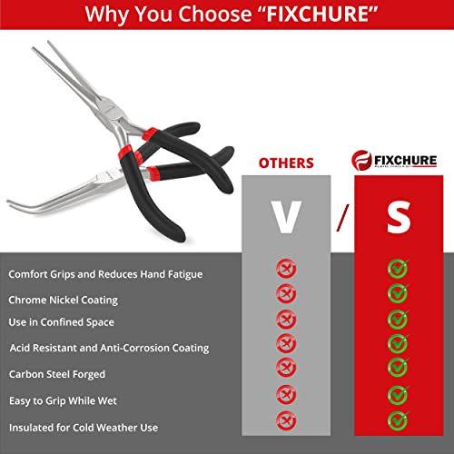 Needle Nose Pliers 2 PCs 6 Inch - Heavy Duty Carbon Steel, Insulated, Non-Serrated, Long Nose Pliers with PVC Coating & Rust Proof Finish