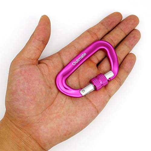 Heavy-Duty Aluminum Alloy Carabiner Clips - 12kN, 2 Pink