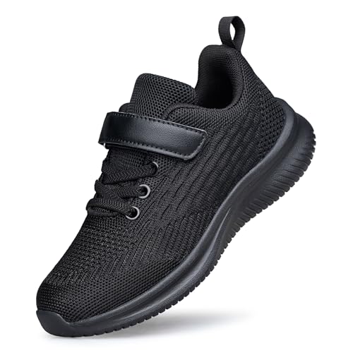 Arskyllen Kids Sneakers Non-Slip Lightweight Running Shoes (3 Big Kid) All Black