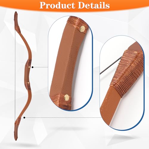 Basbon Brown Wooden Bow and Arrow Set for Kids - 40 Inch Handmade Archery Toy with 5 Feather Arrows, Cosplay & Gifts