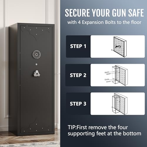 Gun Safe for 21 Firearms - rifles & pistols, Black