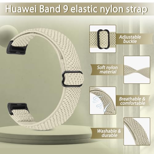 Elastic Nylon Sport Band for Fitness Tracker - 2 Pack Black & Beige