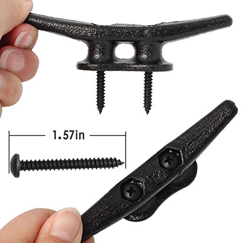 VEITHI 4 inch Dock Cleats, 6 Pack Black with Hardware, Marine Boat Tie Down Cleats
