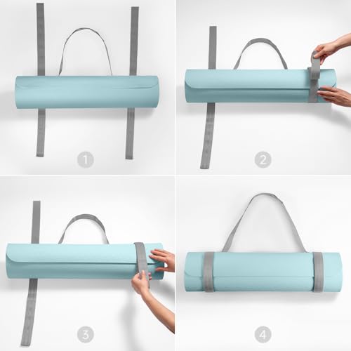 Adjustable Yoga Mat Strap with Hook and Loop Closure - Grey