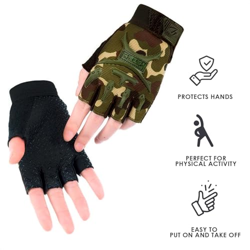 Kids Fingerless Bike Gloves - Non-Slip, Breathable, 4.72 x 3.14 in