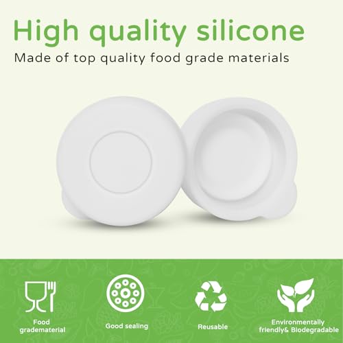 Silicone Milk Bottle Caps - 48mm Diameter, Reusable, White (6 Pack)