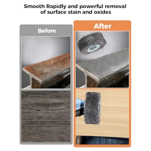 Wire Wheel Brush 2x7/8in for Drill 2Pack, Heavy Duty Carbon Steel Wire Brushes for Rust,Paint,Oxides,Corrosion Removal 1/4in Shank Drill Rotary Attachment