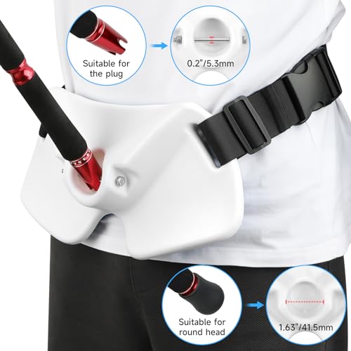 SANLIKE Fishing Fighting Belt Adjustable Rod Holder Waist Girdle Black - White Variation