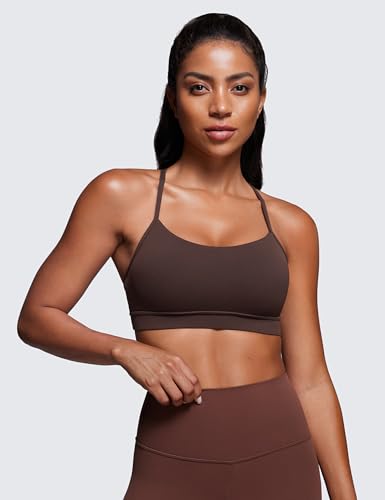CRZ YOGA Butterluxe Y Back Sports Bra Small Hot Fudge Brown