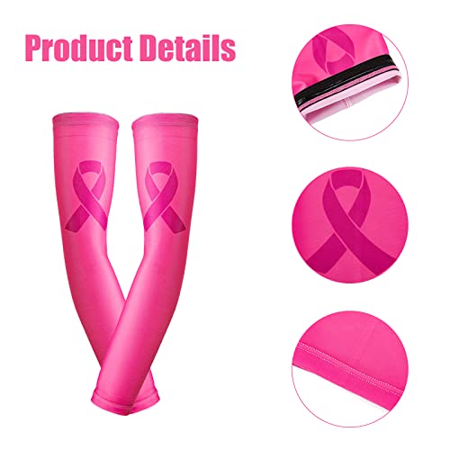 Compression Arm Sleeves - Pink - Medium Adult - 2 Pack for Sports