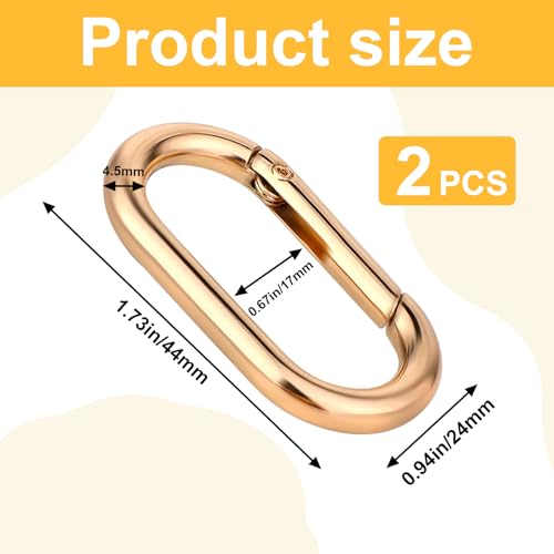 2 Pcs Gold Carabiner Key Clips - Heavy Duty Spring O Ring for Bags & Keys