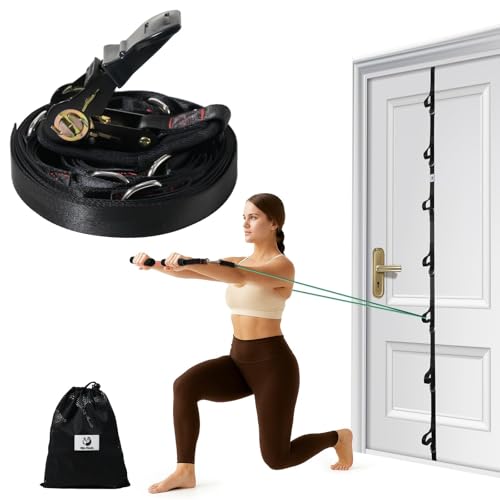 Slim Panda Door Anchor Strap for Resistance Bands - Includes Mesh Bag, No Drill, Multi-Point D-Rings, Variation: Strap Only Ratchet Mesh Bag