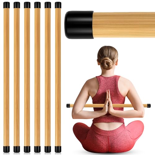 6 Pcs Yoga Stick Set - 26 Inch Natural Bamboo Stretching Tool