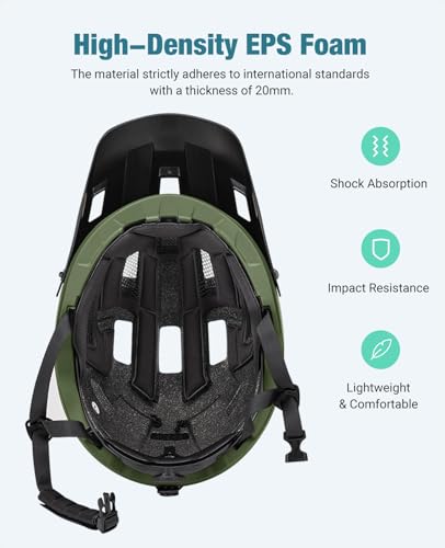 Lightweight Mountain Bike Helmet for Adults - Dark Green, L (59-61 cm)