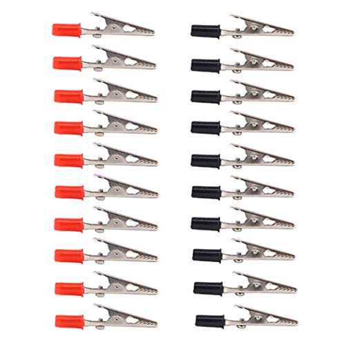 Metal Alligator Clips Electrical Test Clamps with Plastic Hands Red Black Kit 20PCS