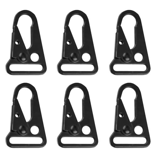 Enlarged Mouth Clips - Heavy Duty Snap Hooks 1" Black (6-Pack)