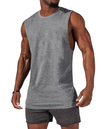 Men's Sleeveless Tank Top with Crew Neck - Loose Fit Activewear Shirt