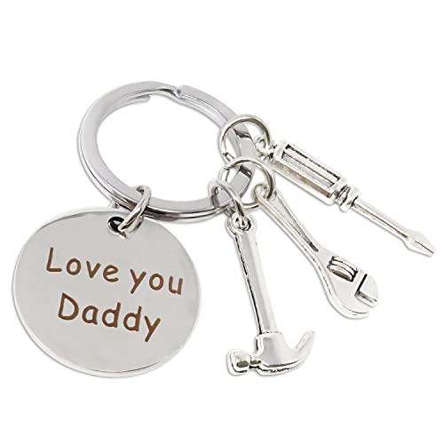 Stainless Steel Keychain Gift for Dad with Hammer & Screwdriver