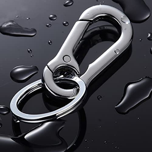 Metal Carabiner Clips Key Ring Organizer - 2 Pcs Medium Silver+Black Steel