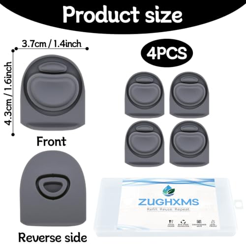 Replacement Silicone Stopper Seal for Water Bottle Lids - 4-Pack Grey