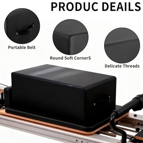 Pilates Sitting Box with Leather Cover & Foam Padding - 23.6x15.7x9.8