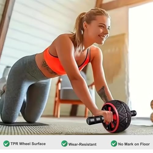 Ab Roller Wheel and Knee Mat for Core Strength Training - Black