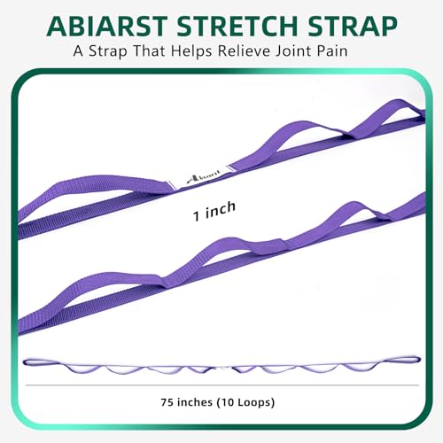 Stretching Strap Yoga Strap - 10 Loops Non-Elastic - Purple