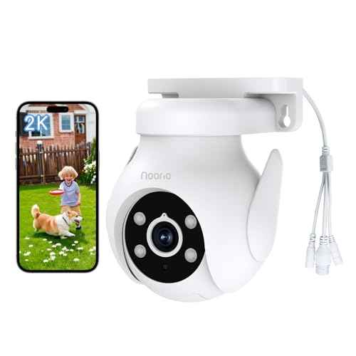 Noorio 2K Security Camera Outdoor 360¡Æ Pan/Tilt, Two Way Talk Wired Outdoor Camera for Home Surveillance, 24/7 Recording, Color Night Vision, Cloud & SD Card Storage, Compatible with Alexa, 2.4G WiFi