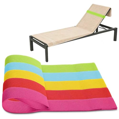 5 Pack Elastic Beach Towel Bands for Beach Chairs, Pool & Cruise Ship