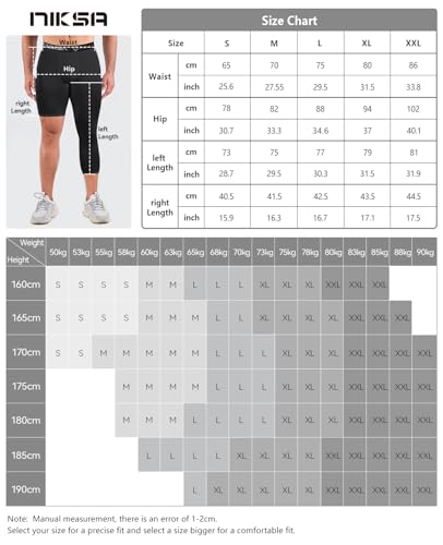 Niksa 1/2 Pack Men's Compression Pants 3/4 One Leg Tights Men
