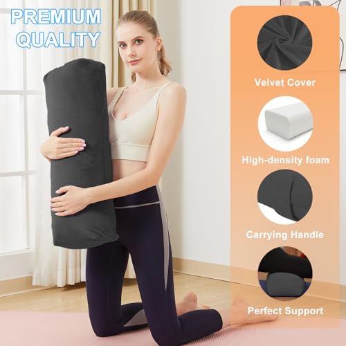 Rectangular Yoga Bolster Pillow - Black | Meditation Cushion for Support