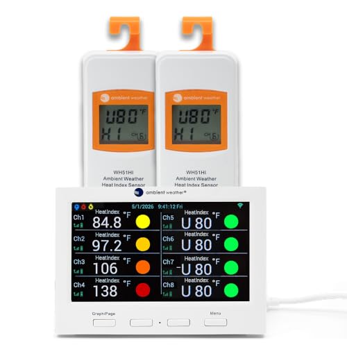 Wireless Heat Stress Index Monitor with 2 Heat Index Sensors