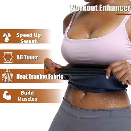 Waist Trainer Sweat Belt for Women - Blue, Large/XL