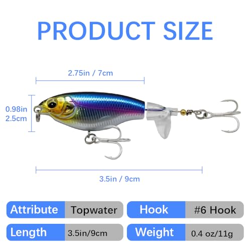 Top Water Fishing Lures with 3D Eyes - 5pcs Bass Bait