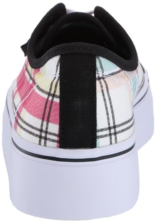 DC Women's Manual Platform Skate Shoe, Grunge Plaid, 8