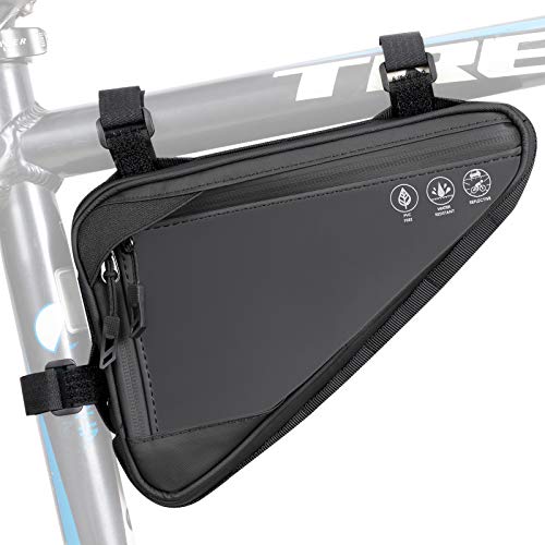 Bike Frame Bag - Water-Resistant Reflective Triangle Storage Bag, 2L - Black