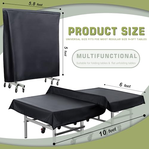 Waterproof Ping Pong Table Cover - Universal 9x5 FT - Black