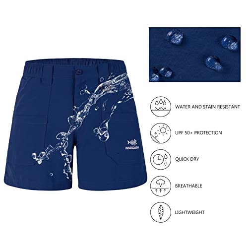 BASSDASH Youth 5" Water-Resistant Quick Dry Cargo Shorts X-Small Dark Blue