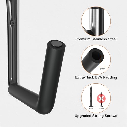 Heavy Duty Wall Mounted Garage Storage Hooks - 120 LB Capacity for Kayaks, Ladders, Bikes