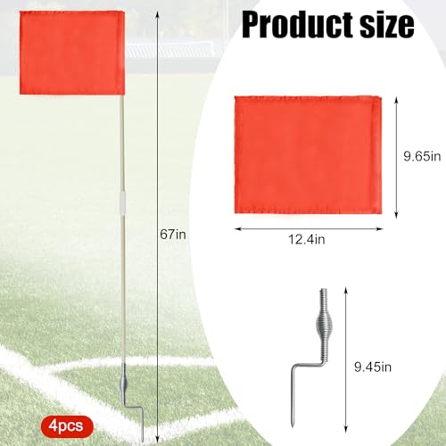 67-Inch Soccer Corner Flags Set of 4 - Durable & Portable